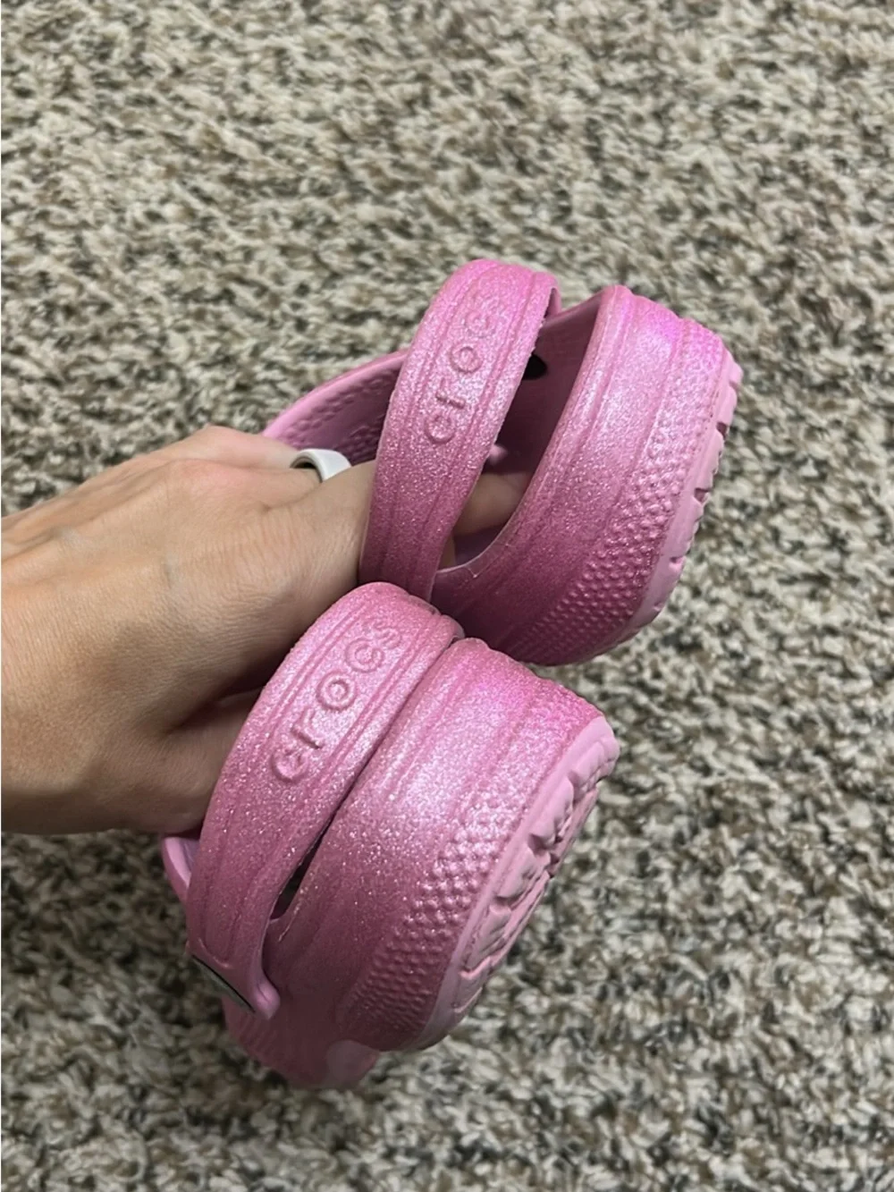 Glitter Pink Kids Crocs Sandals